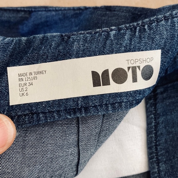 MOTO Topshop denim Jumpsuit Wide Leg cutouts high waist - Picture 7 of 9